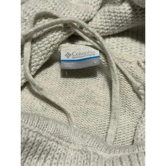 Columbia Women’s Large Marled Cream Gray Drawstring Cowlneck Sweater - Picture 4 of 7